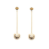 Signature Gold Sphere Mother Pearl Resin Long Earrings